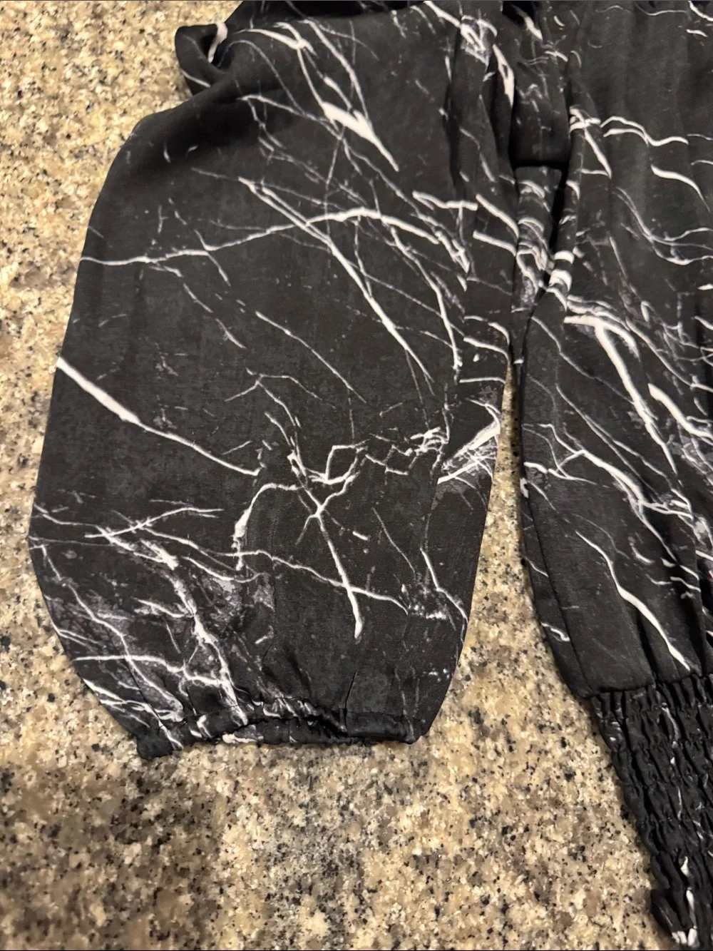 Michael Kors Black Marble-Print Off-Shoulder Blouse